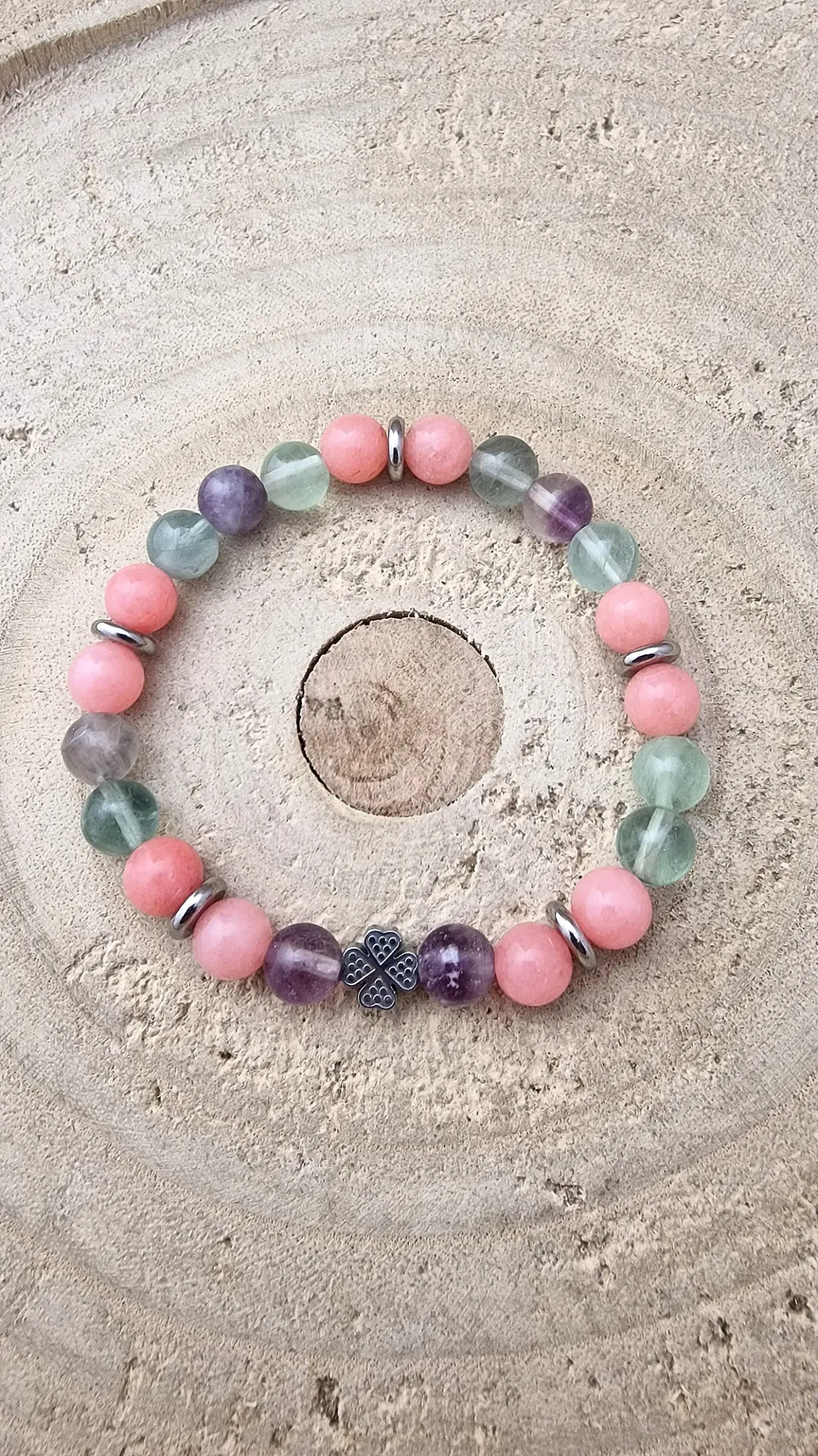 🍨 Bransoletka z chalcedonem i fluorytem – Pastelowy Sorbet