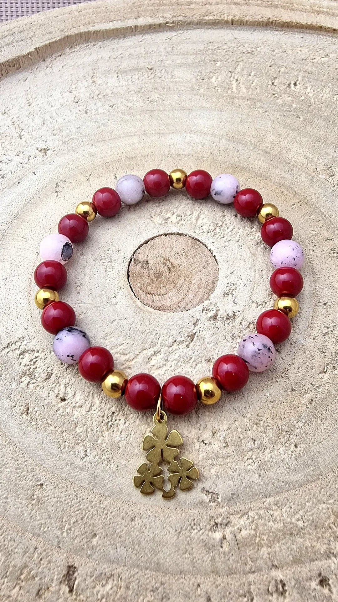 🌸 Bransoletka z koralem i opalem różowym – Koralowa Peonia