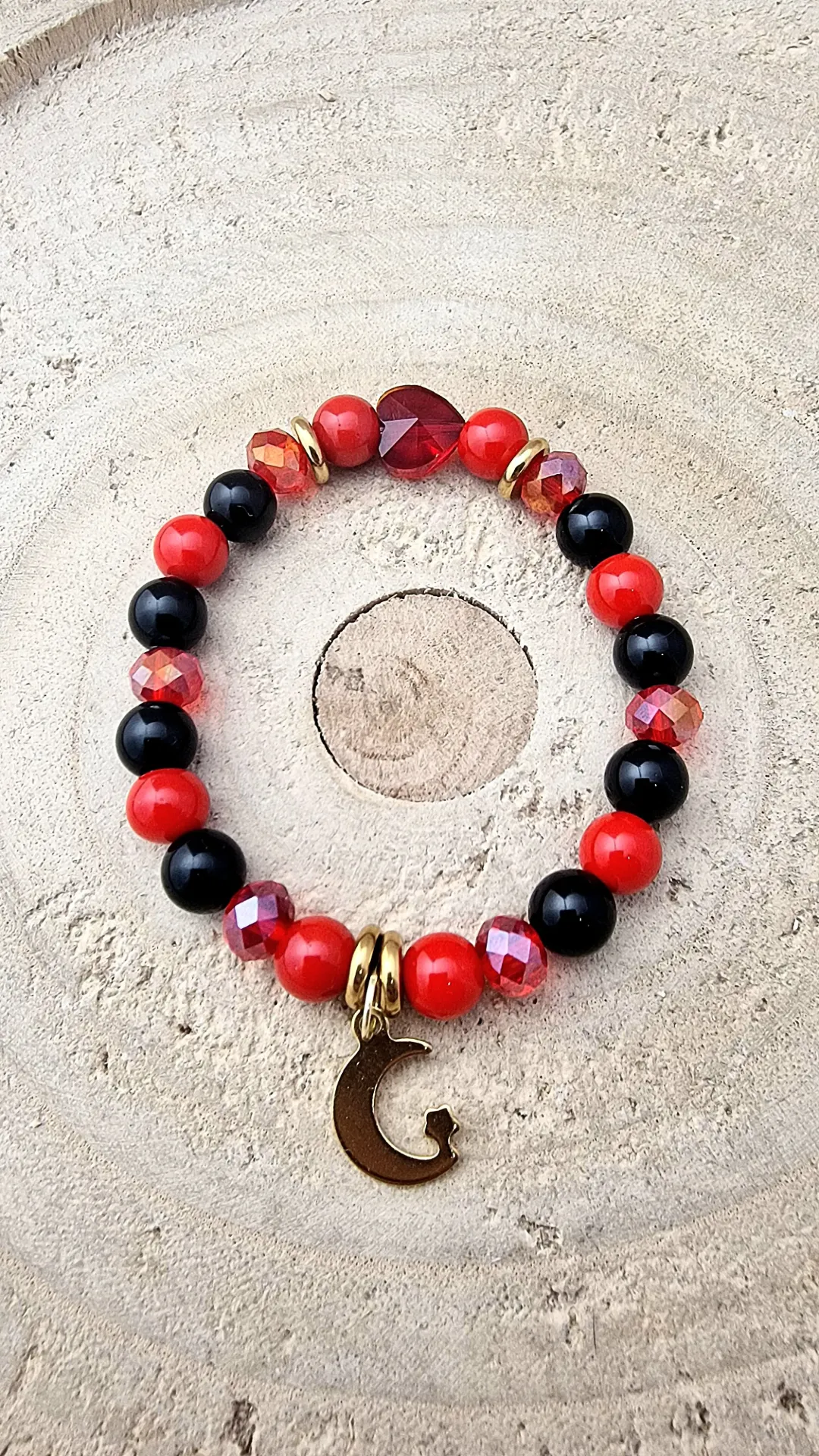 ❤️ Bransoletka z chalcedonem i onyksem – Rubinowa Noc