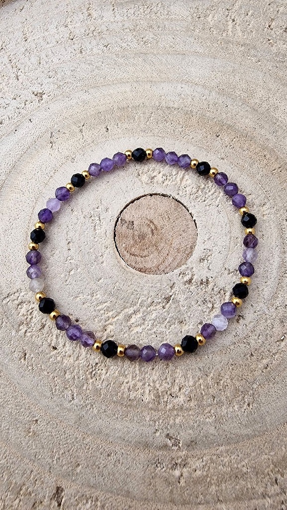 [B04008] 💜 Bransoletka z ametystem i spinelem – Fioletowa Harmonia