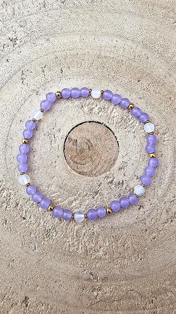💜 Bransoletka z jadeitem i opalitem – Lawendowy Blask